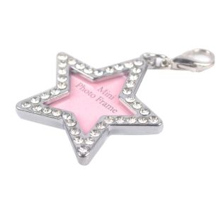 Pet Star Shape Rhinestone Writable Name Telphone ID Tags for Dogs